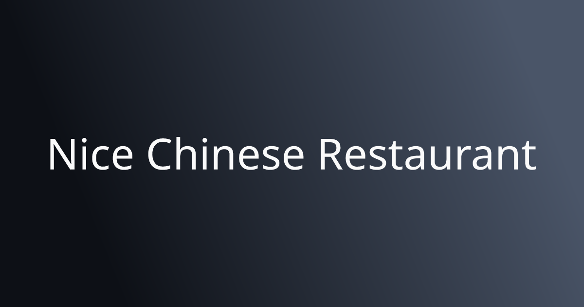 Nice Chinese Restaurant Menu